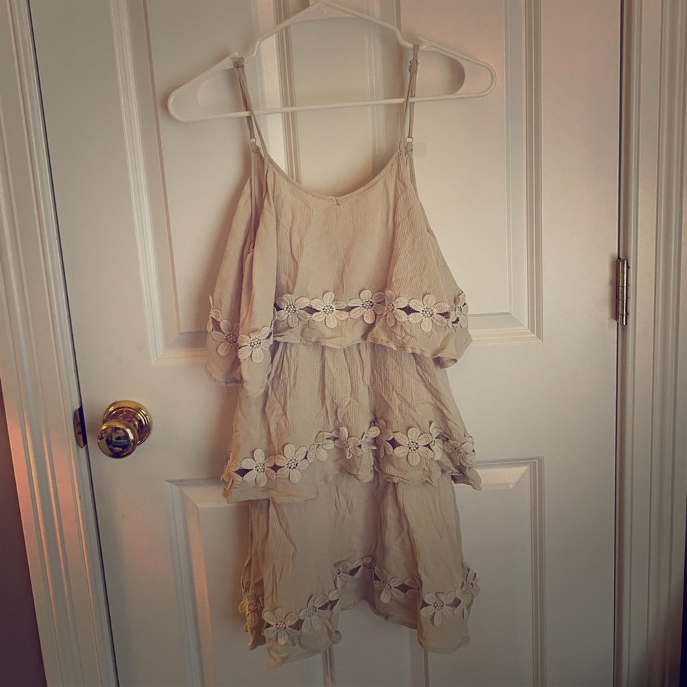 Cream floral ruffled sundress